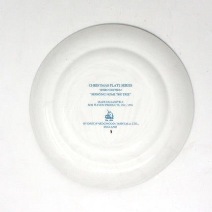 Decorative Plate, Christmas Plate, Bringing Home the Tree 1976, Enoch Wedgwood for Avon, Vintage