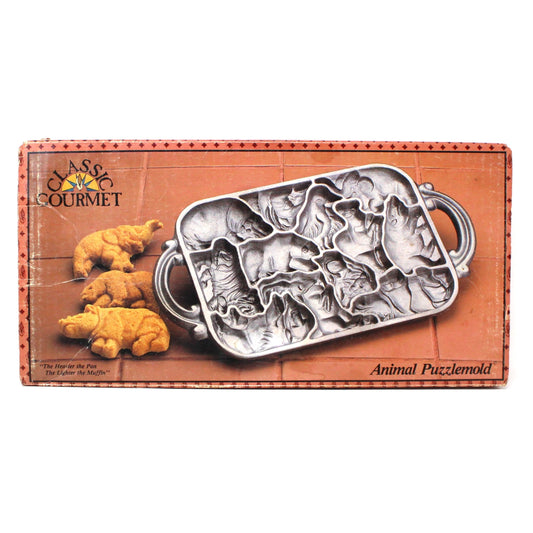 Baking Mold, Animal Shaped Puzzlemold, Cast Iron, John Wright 1984 Classic Gourmet, In Original Box, Vintage
