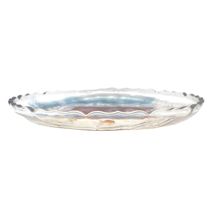 side view of crystal Christmas platter.  Winter Traditions made in Japan and hand painted