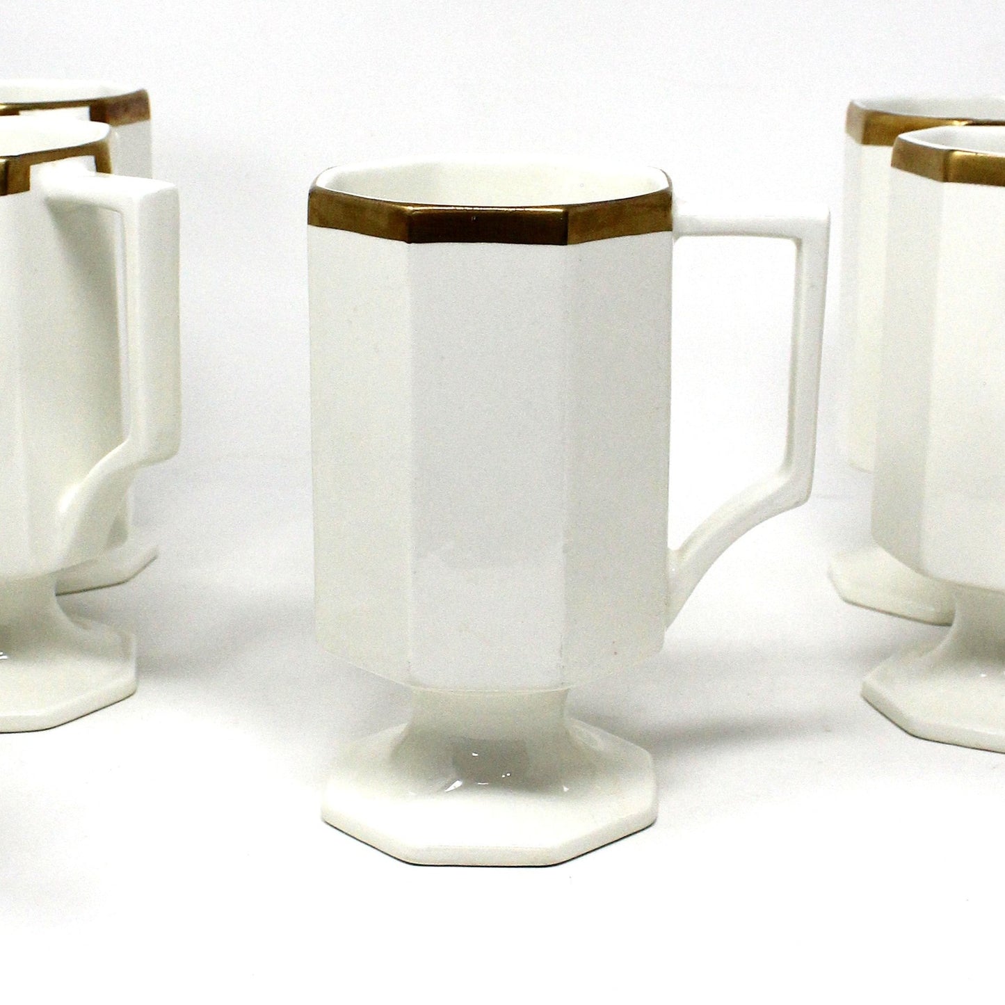 Coffee Service, Ernest Sohn, Octagon Ivory & Gold, MCM, Complete with Coffee Pot, Creamer, Sugar & 12 Mugs, Vintage, Free Shipping
