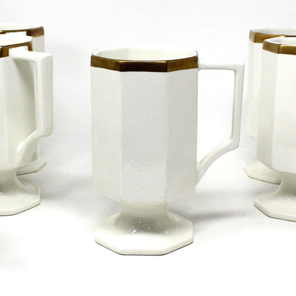 Coffee Service, Ernest Sohn, Octagon Ivory & Gold, MCM, Complete with Coffee Pot, Creamer, Sugar & 12 Mugs, Vintage, Free Shipping