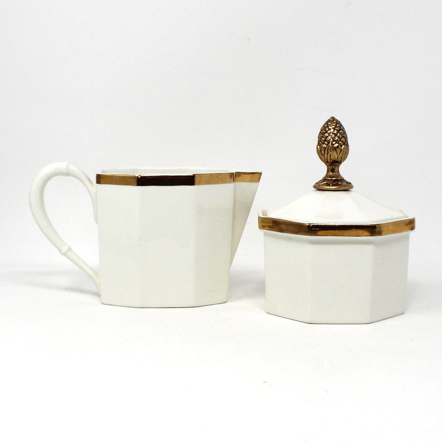 Coffee Service, Ernest Sohn, Octagon Ivory & Gold, MCM, Complete with Coffee Pot, Creamer, Sugar & 12 Mugs, Vintage, Free Shipping