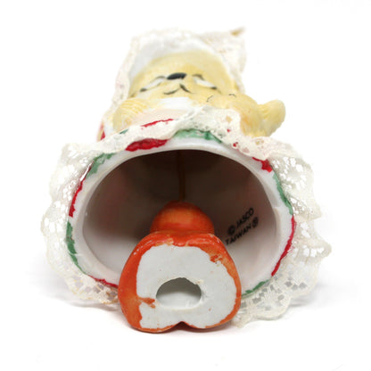 Ornaments, Jasco L'il Chimers Caring Critters, Grandma Bear Feeding Baby, Porcelain Bell, Taiwan, Vintage 1970s