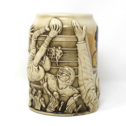 Beer Mug: Super Bowl XXXI Packers vs Patriots, NFL 3D Raised Relief, Thailand, 1997