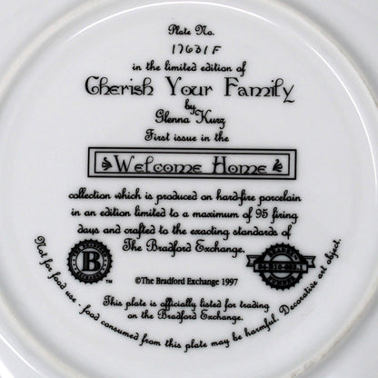Decorative Plate: Welcome Home Collection, Cherish Your Family, Glenna Kurz 1997, Bradford Exchange