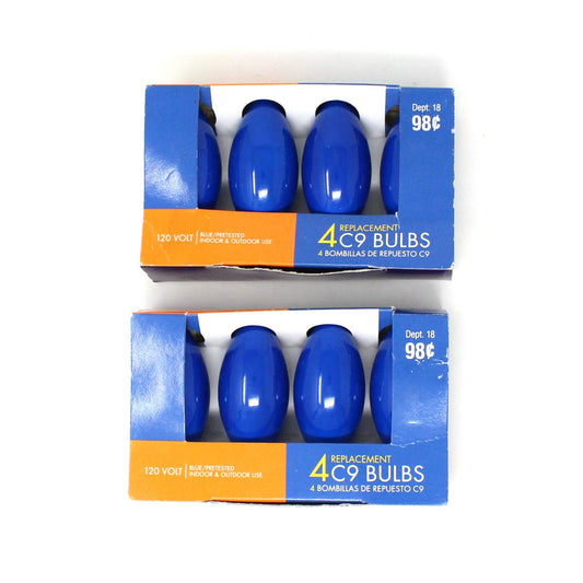 Decorative Christmas Light Bulbs, C-9 In Box/4 Per Box, Set of 2 (8 Bulbs), Vintage
