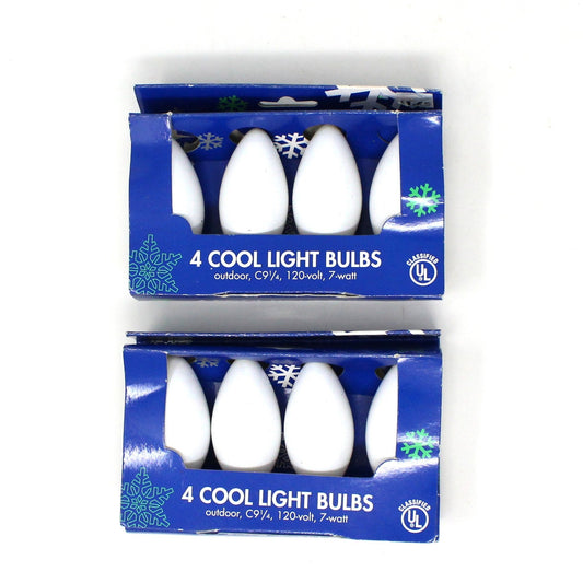 Decorative Christmas Light Bulbs, C-9 In Box/4 Per Box, Set of 2 (8 Bulbs), Vintage