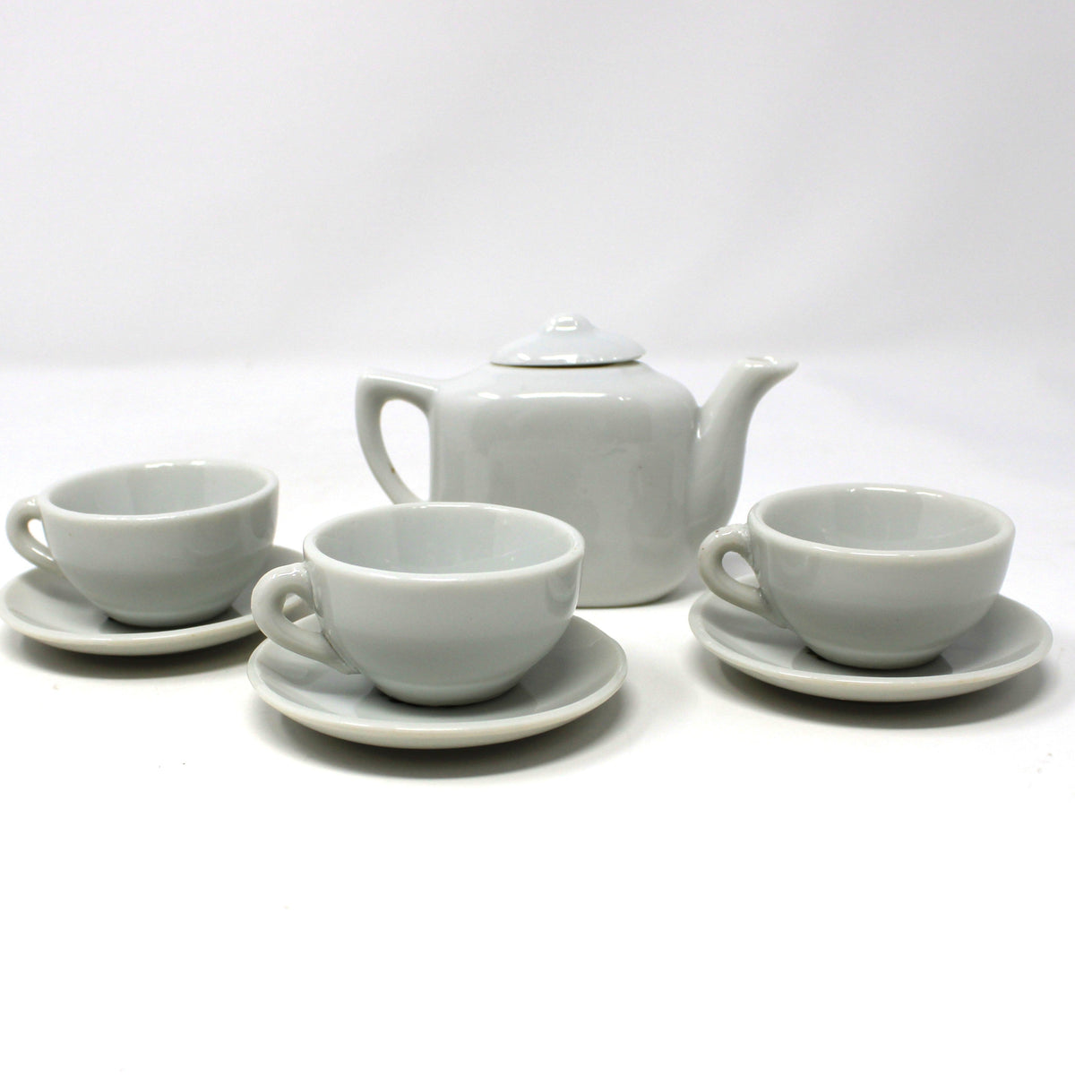 Children's Tea Set: Girl in Pigtails Decal, Japan Porcelain Toy, Vintage 1960s, 10 Pcs