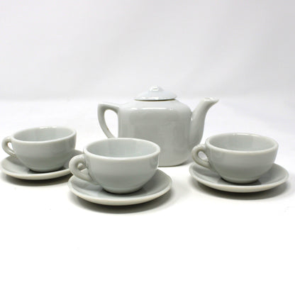 Children's Tea Set: Girl in Pigtails Decal, Japan Porcelain Toy, Vintage 1960s, 10 Pcs