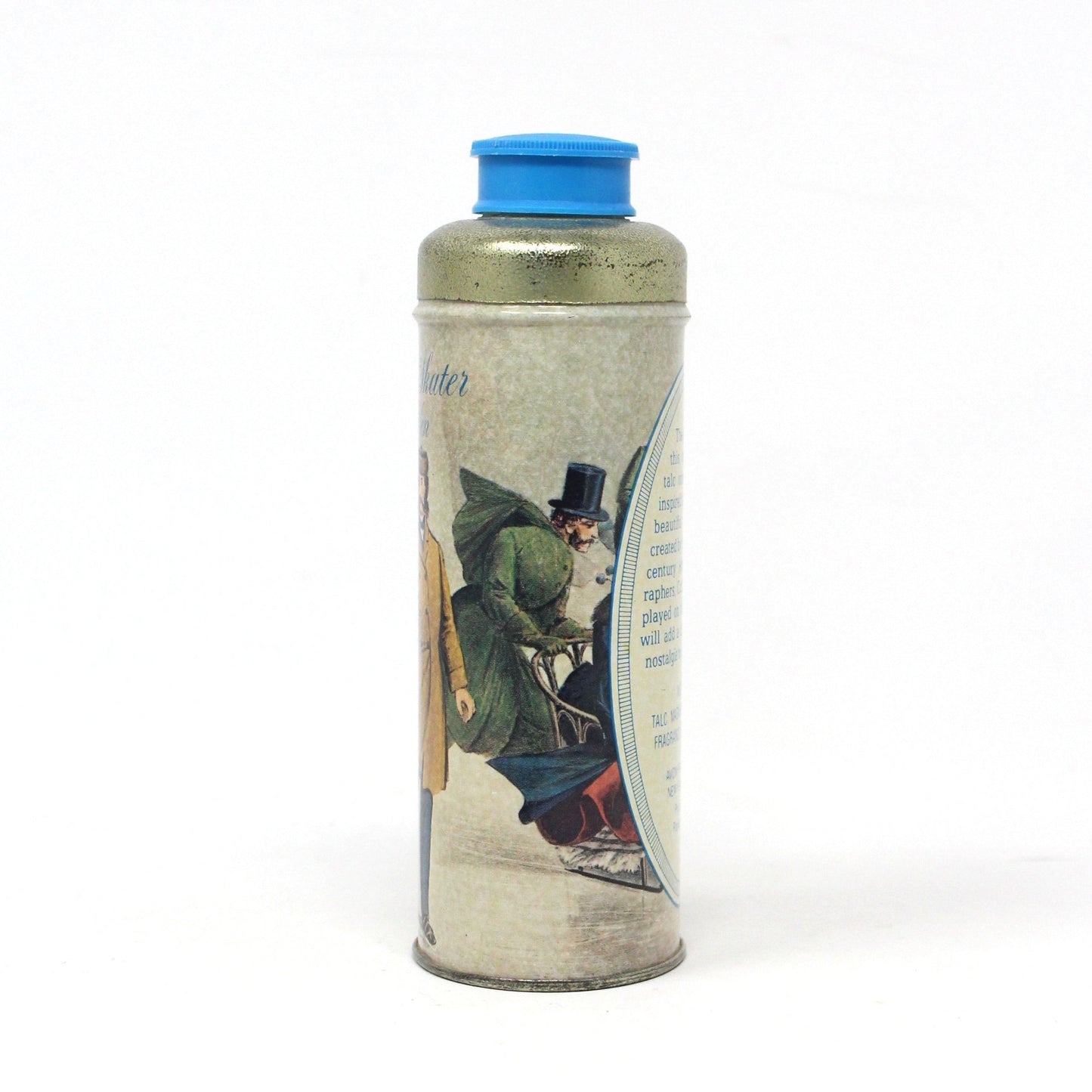Shaker, Avon, Gentleman Skater Talc For Men, Metal Tin, Currier & Ives, Vintage Collectible, 1970's