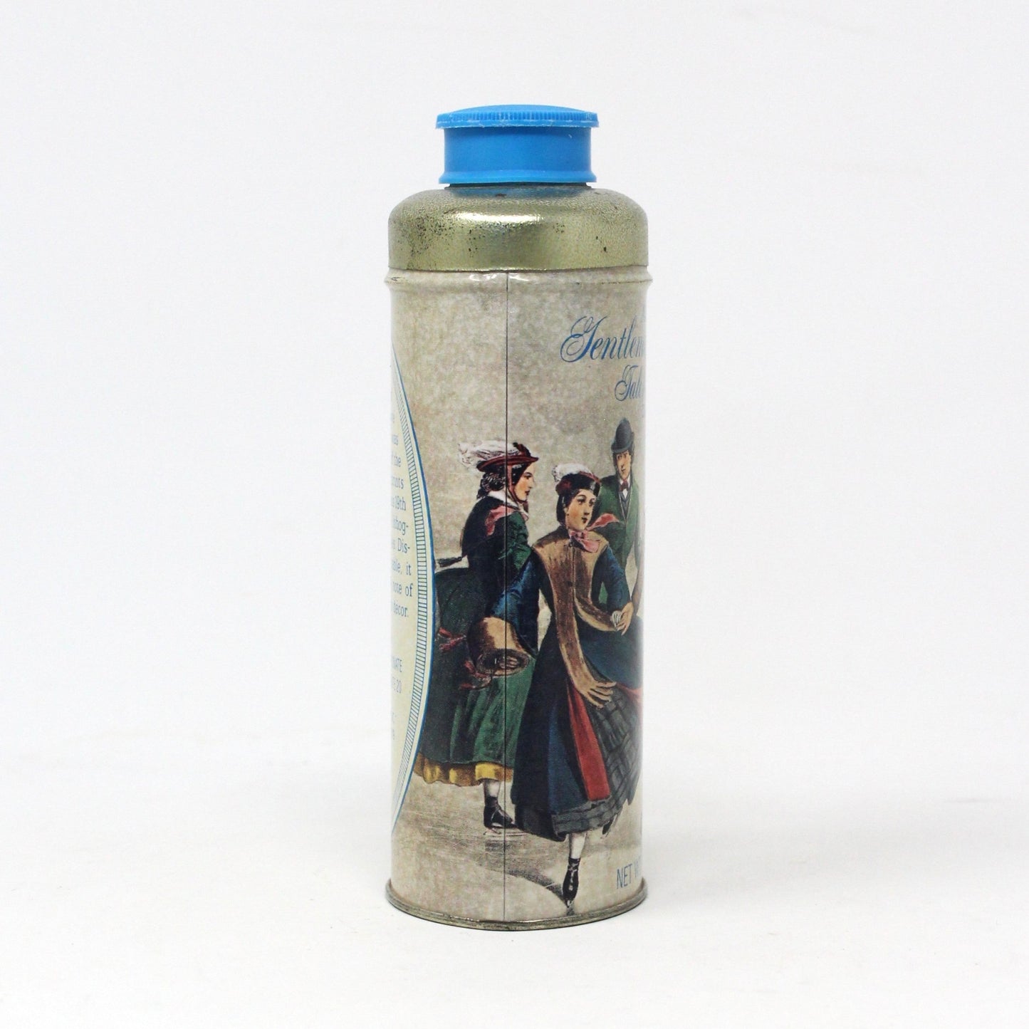 Shaker, Avon, Gentleman Skater Talc For Men, Metal Tin, Currier & Ives, Vintage Collectible, 1970's