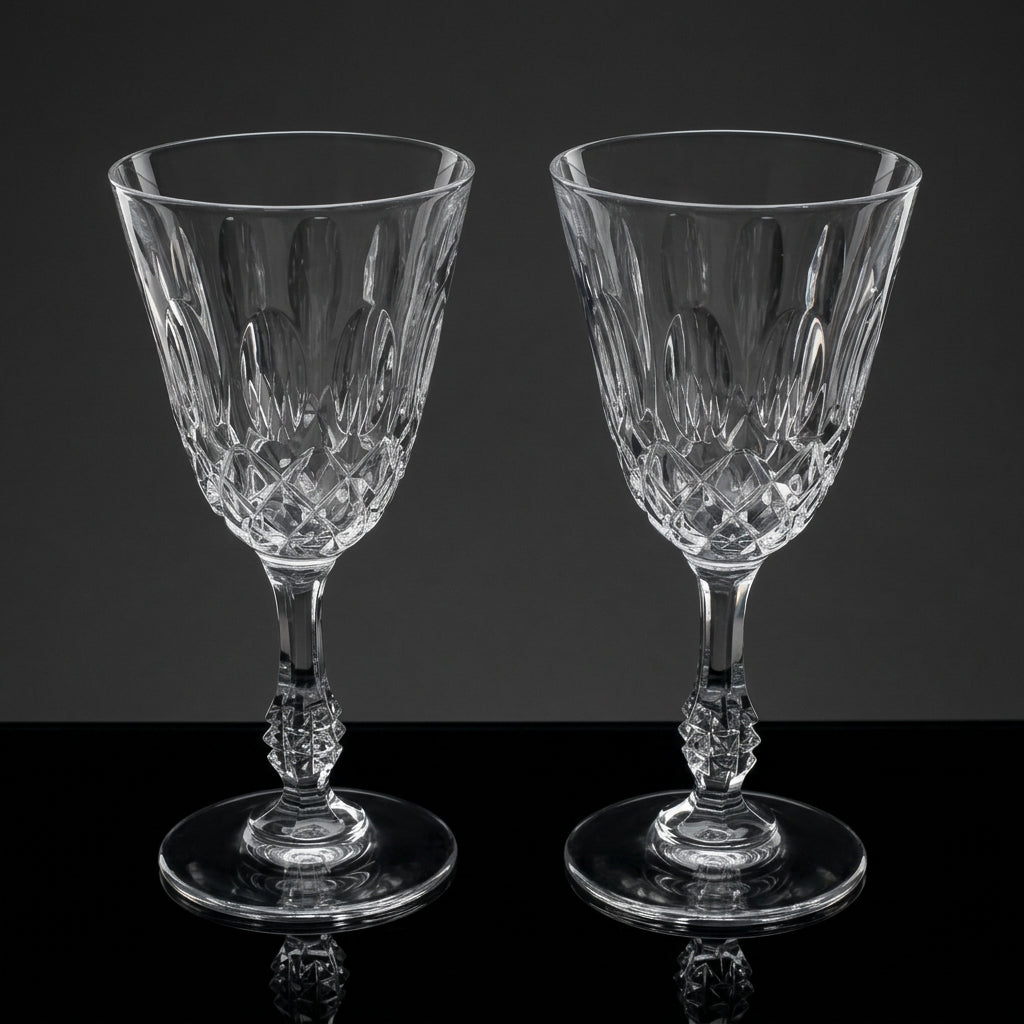 Wine Glasses: Claret, Royal Crystal Rock Linea Medici, Set of 2, Italy, Vintage 1985