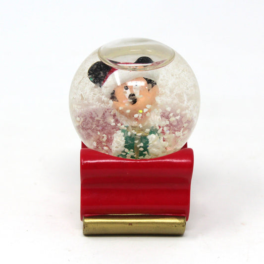 Snowglobe, Disney, Mickey Mouse in Sleigh, Mini Christmas Snow Globe, JC Penney 2003