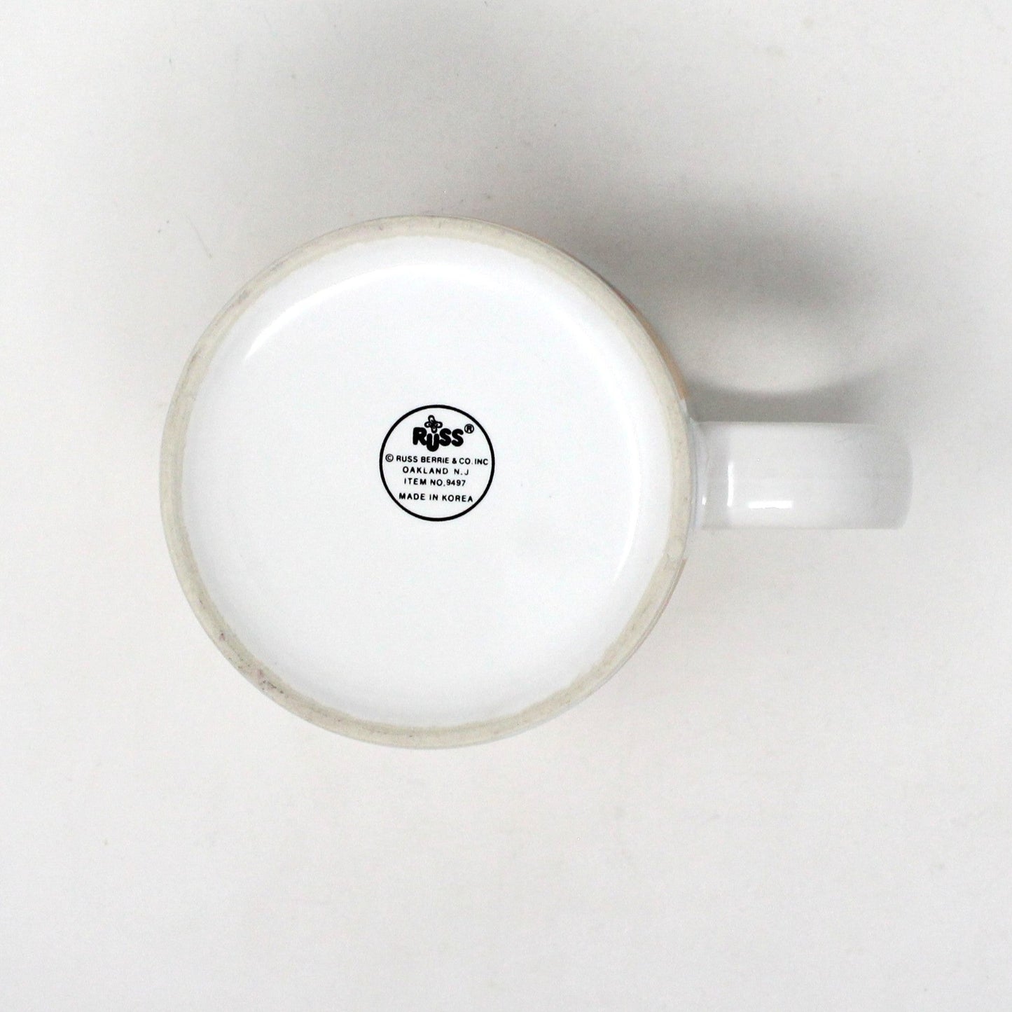 Mug, Russ Berrie, Coffee Mug, Christmas Santas with Hearts #9497, Ceramic, Vintage, 1980's