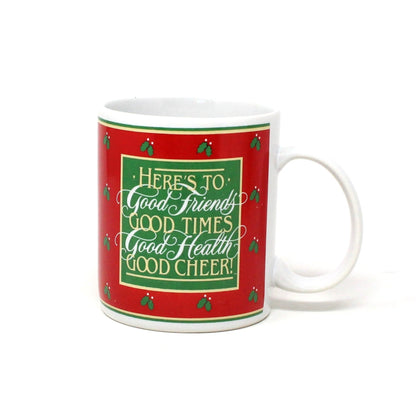Mug, Hallmark, Christmas Mug, Good Friends, Good Times, Health & Cheer..., Coffee Mug, Vintage, 1985
