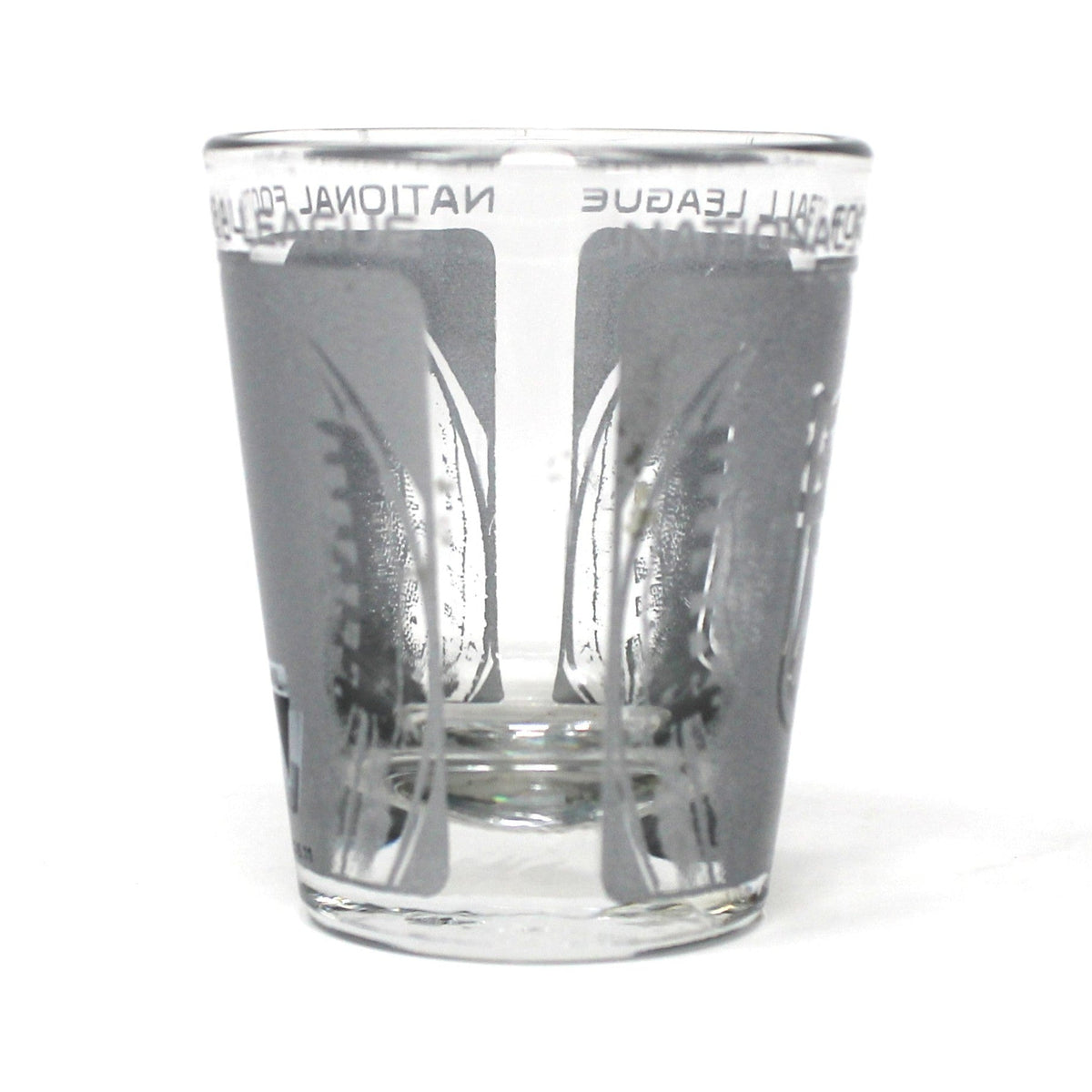 Side view of Super Bowl shot glass.  NFL 