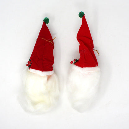 Ornaments, Santa Head with Long Cotton Beard and Glasses, Christmas Kitsch, Vintage