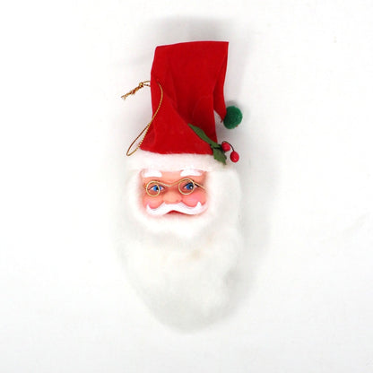 Ornaments, Santa Head with Long Cotton Beard and Glasses, Christmas Kitsch, Vintage