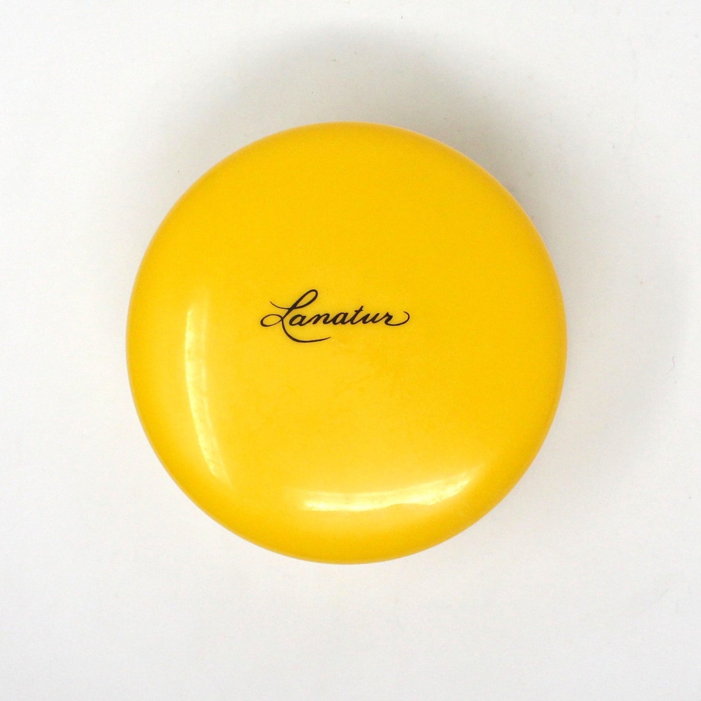 Box, Dusting Powder Box, Lanatur, Yellow Plastic, Vintage, 1970's