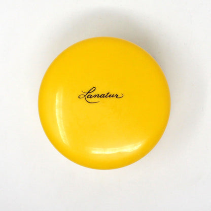 Box, Dusting Powder Box, Lanatur, Yellow Plastic, Vintage, 1970's