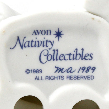 Figurine, Avon, Cherub Angel Nativity Collectibles, White Porcelain, In Original Box, Vintage, 1989