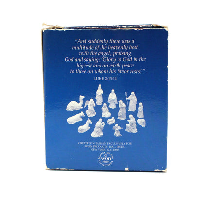 Figurine, Avon, Cherub Angel Nativity Collectibles, White Porcelain, In Original Box, Vintage, 1989