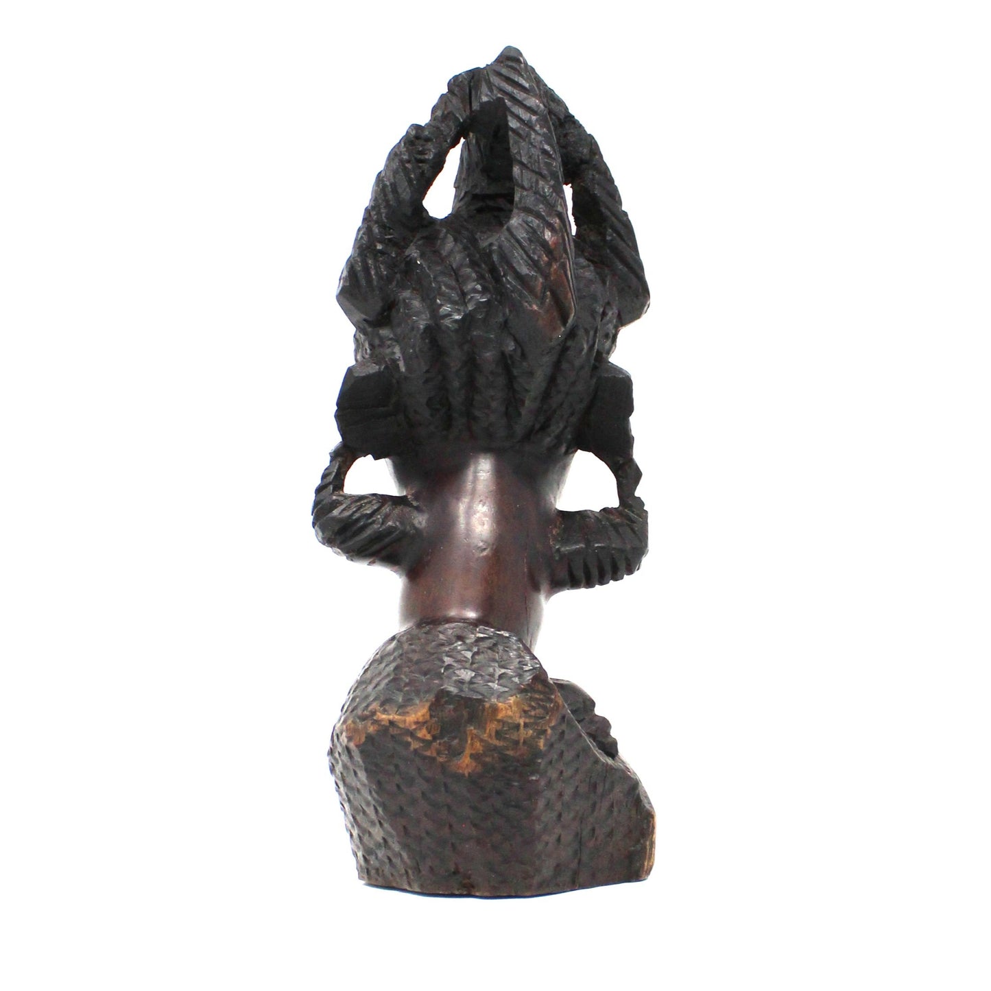 Sculpture, African Malawi Woman with Baby, Carved Bust, Solid Mahogany / Ebony, Vintage, 1950's