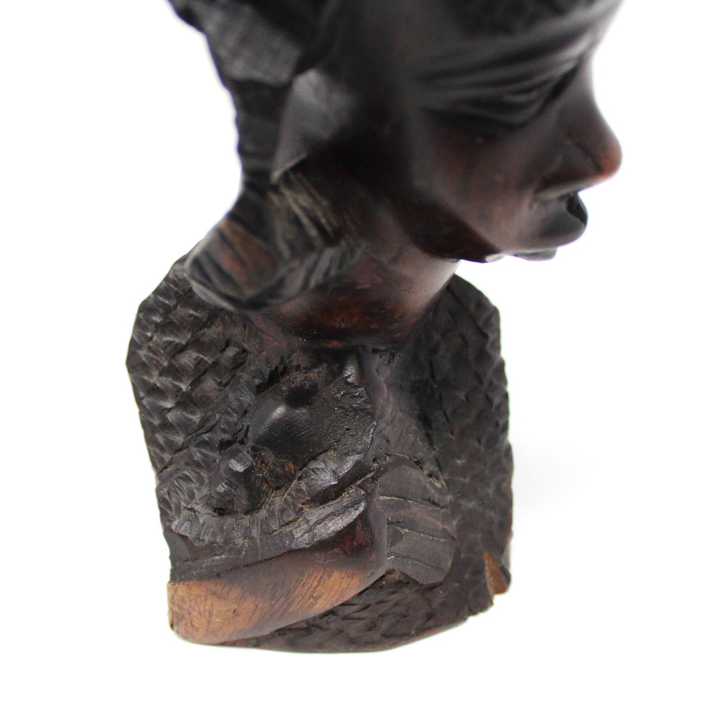 Sculpture, African Malawi Woman with Baby, Carved Bust, Solid Mahogany / Ebony, Vintage, 1950's