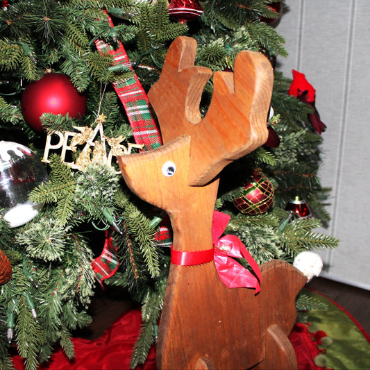 Reindeer, Wooden Christmas Deer, Hand Made, Free Standing, Interlocking Pieces, Vintage