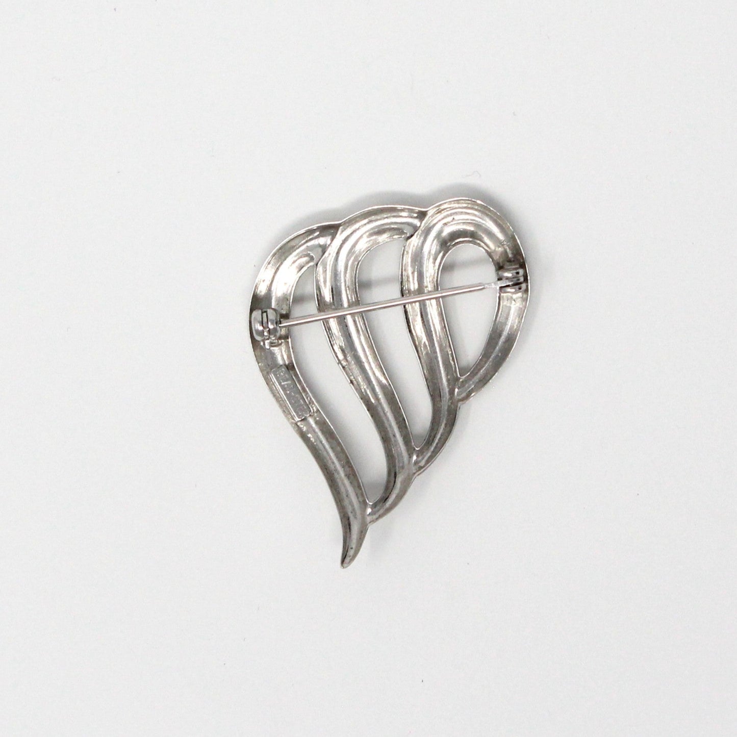 Brooch / Pin, Beau Ster, Open Heart 3 Loop Pin, Sterling Silver, Modernist, Vintage
