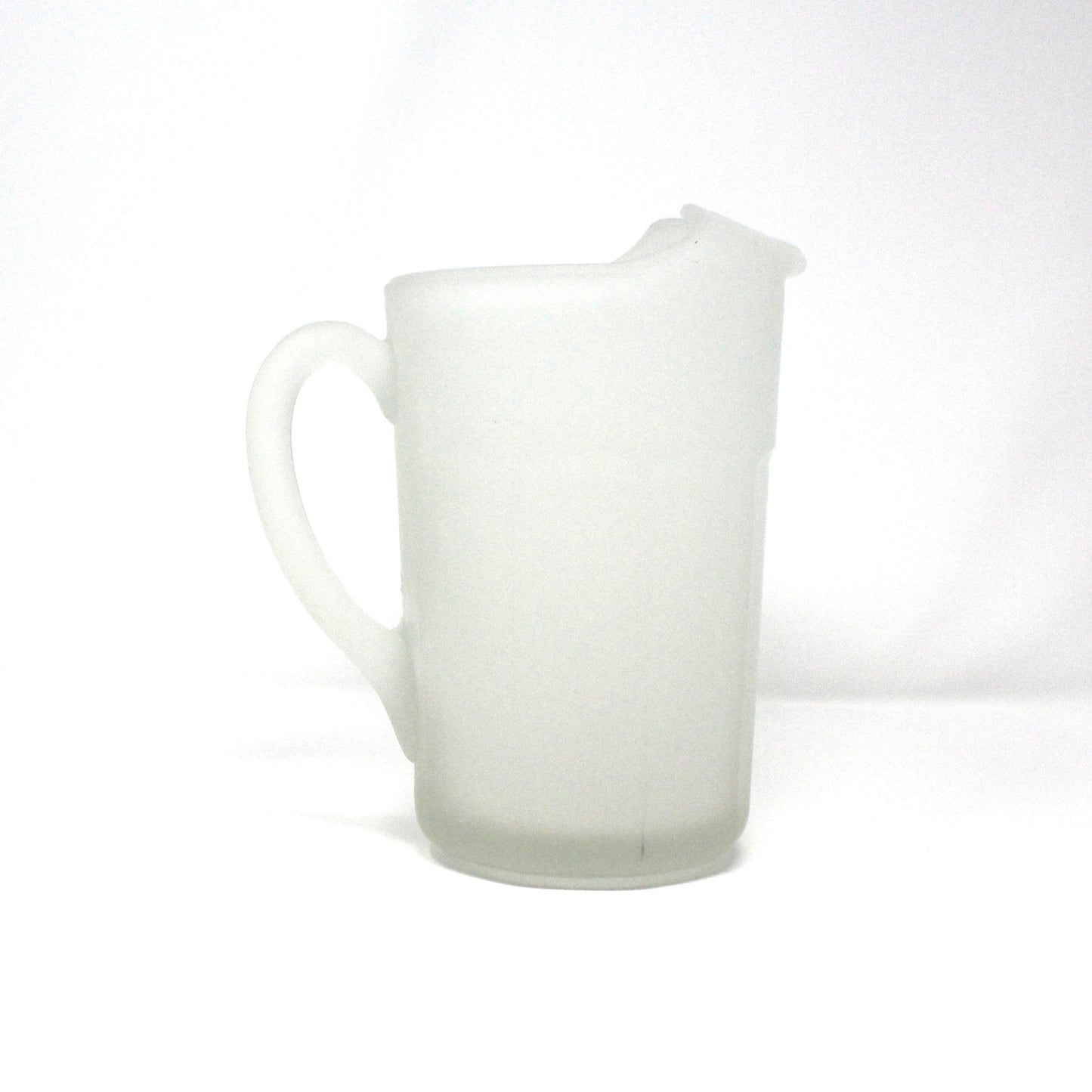 Pitcher, White Frosted Glass, Paneled Serving Pitcher, Vintage, 1950's