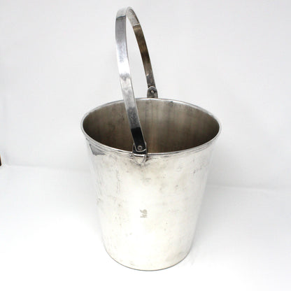 Ice Bucket, Champagne Bucket, Ice Pail, Silverplate, Hinged Handle & Ribbed Banding, Vintage
