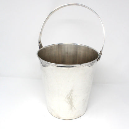 Ice Bucket, Champagne Bucket, Ice Pail, Silverplate, Hinged Handle & Ribbed Banding, Vintage