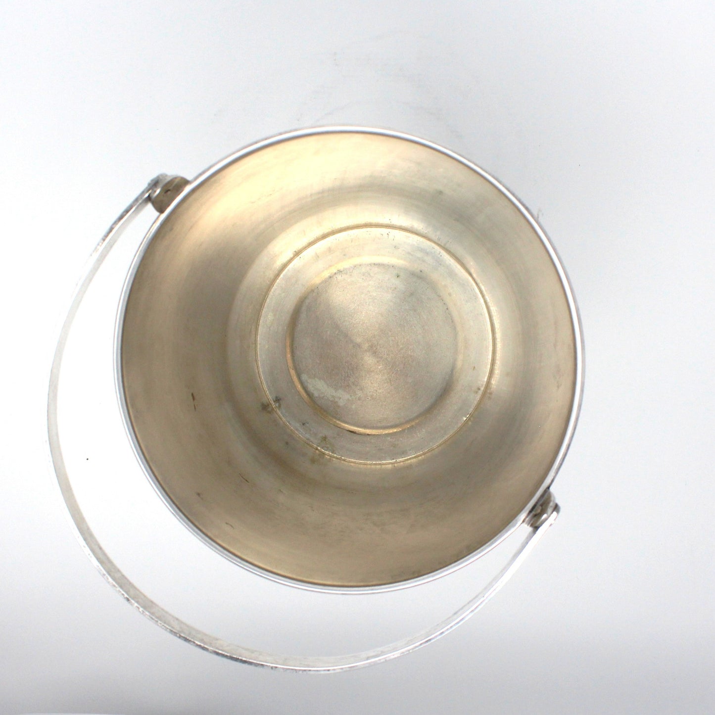Ice Bucket, Champagne Bucket, Ice Pail, Silverplate, Hinged Handle & Ribbed Banding, Vintage