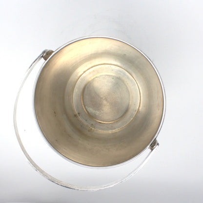 Ice Bucket, Champagne Bucket, Ice Pail, Silverplate, Hinged Handle & Ribbed Banding, Vintage