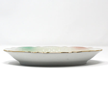 Trinket Dish, Schumann Arzberg, Oval Relish Dish, Wild Rose Blush Pattern, Embossed Porcelain, Germany, Vintage, 1970's