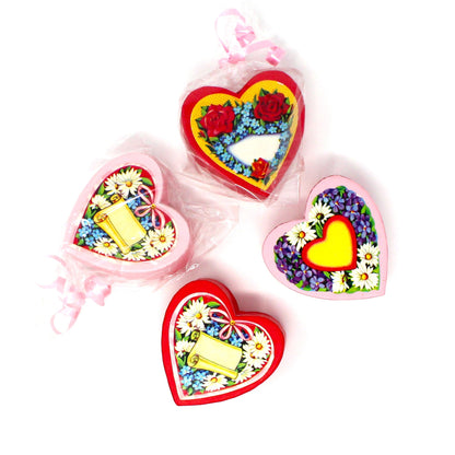Box, Gift Box / Candy Box, Valentine Heart Shaped with Decorative MLP Die-Cut & Embossed Florals, Vintage, 1970's