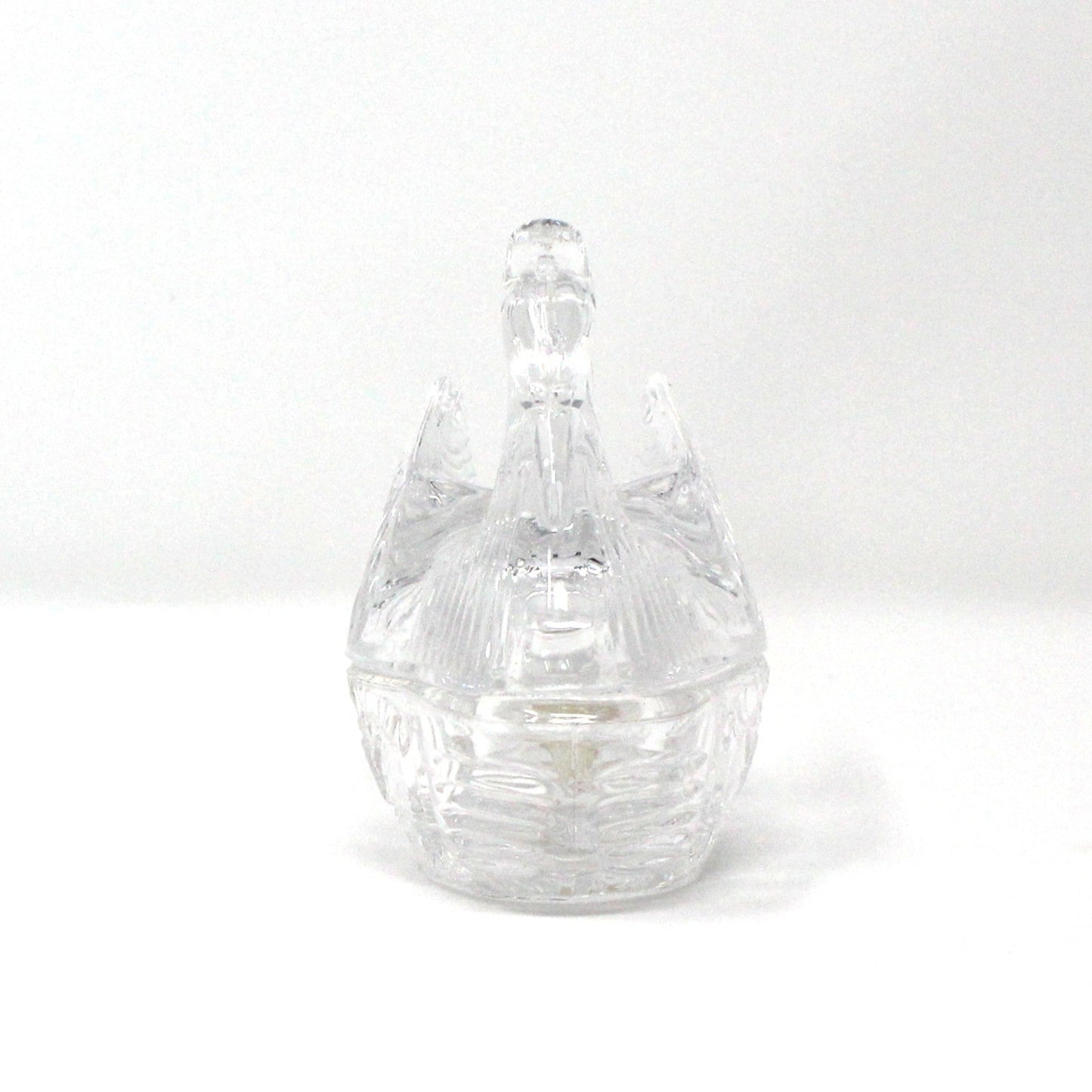Trinket Box, Crystal Swan in Nest, Figural Swan Ring Box, Trinket Dish, Vintage, 1990's