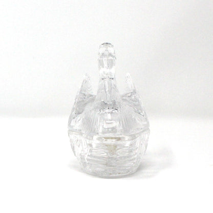 Trinket Box, Crystal Swan in Nest, Figural Swan Ring Box, Trinket Dish, Vintage, 1990's