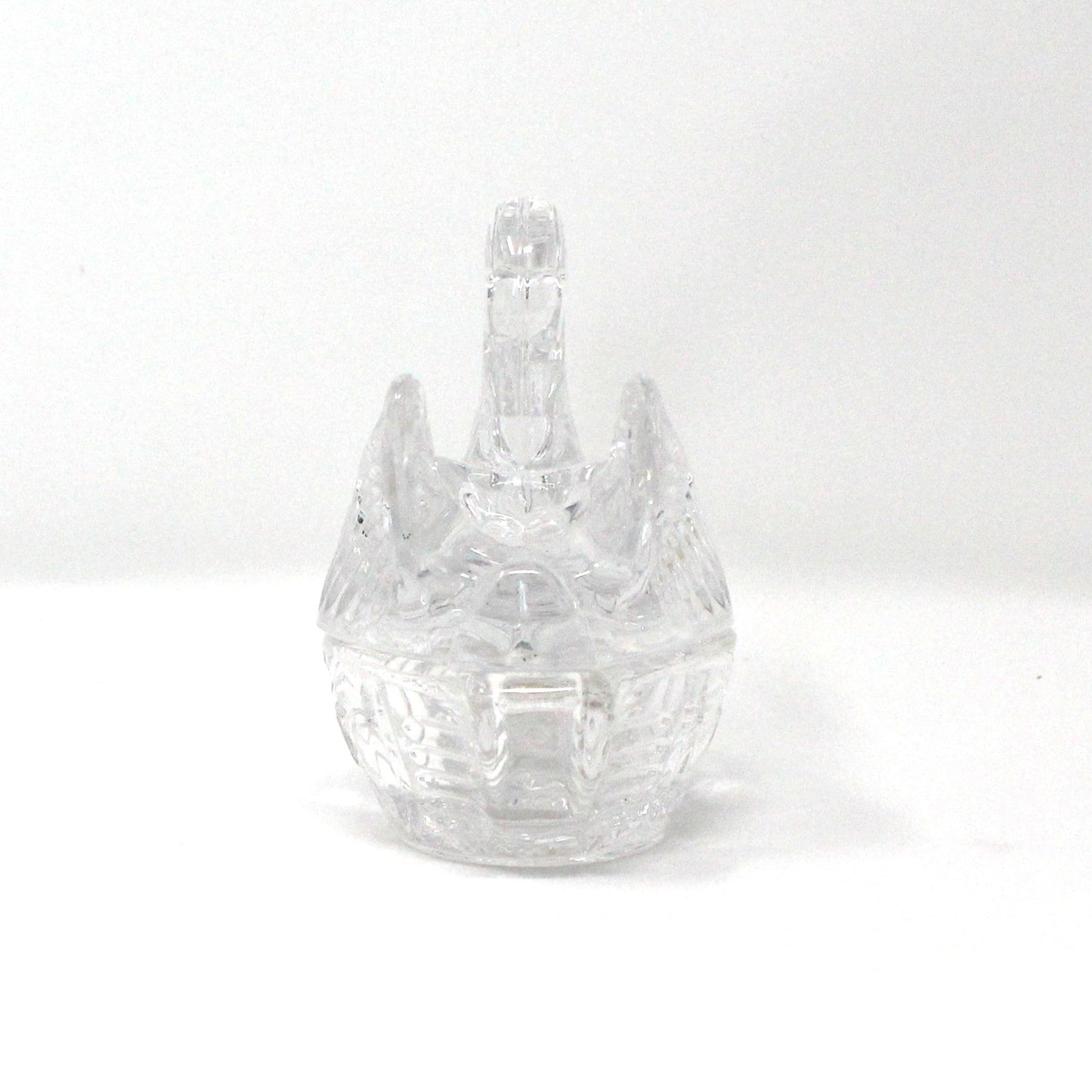 Trinket Box, Crystal Swan in Nest, Figural Swan Ring Box, Trinket Dish, Vintage, 1990's