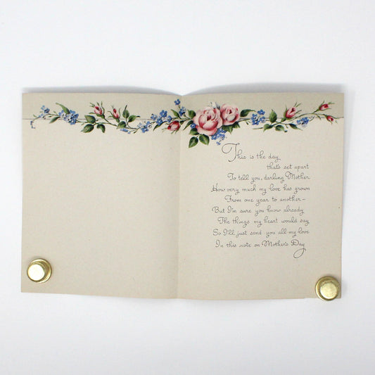 Greeting Card / Mother's Day, Norcross, Thinking of You Mother, Fabric Ribbon, Vintage, Unused, 1940's