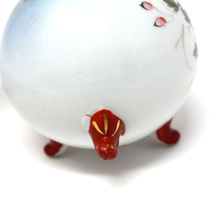 Bud Vase, Kutani, Hand Painted Oriental Pink Florals, Eiraku Style Chinoiserie, Vintage, 1930's