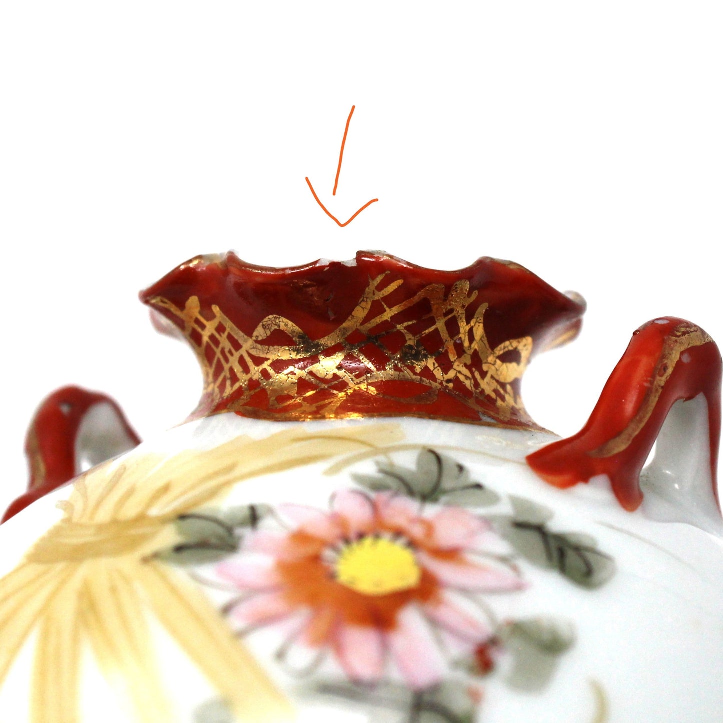 Bud Vase, Kutani, Hand Painted Oriental Pink Florals, Eiraku Style Chinoiserie, Vintage, 1930's