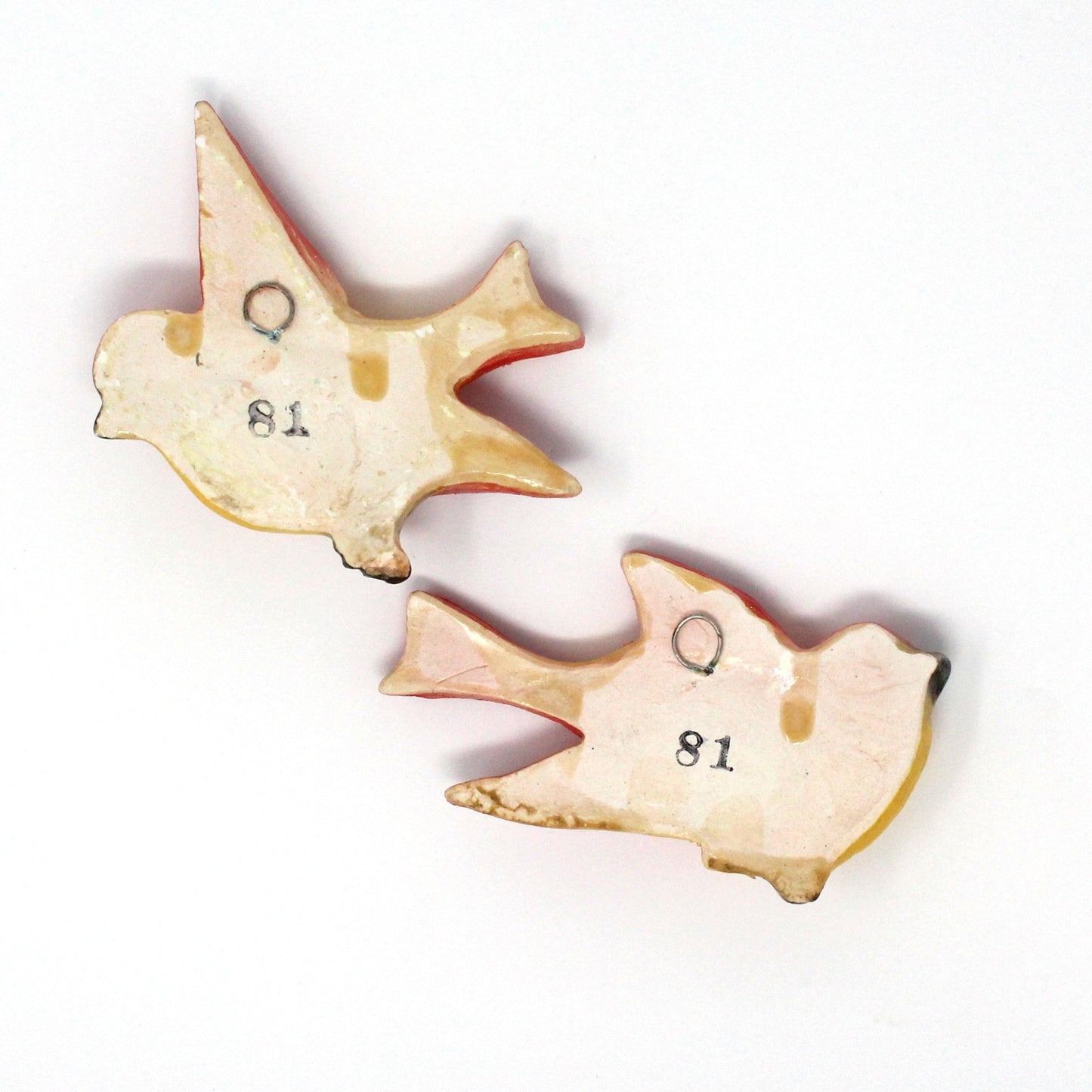 Chalkware, Birds, Hand Painted Ceramic, Set of 2, Vintage Wall Art, 1940's