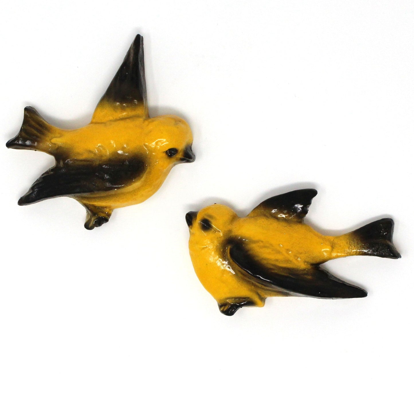 Chalkware, Birds, Hand Painted Ceramic, Set of 2, Vintage Wall Art, 1940's