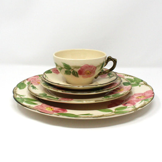 Dinnerware, Franciscan, Desert Rose, Individual Place Setting, 5 Pcs, Vintage USA, 1960's