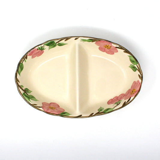Divided Dish, 2 Sections, Franciscan, Desert Rose, Oval Vintage England, 1980's