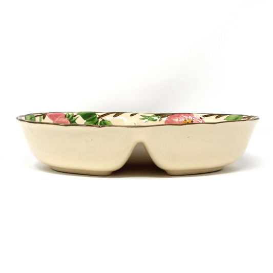 Divided Dish, 2 Sections, Franciscan, Desert Rose, Oval Vintage England, 1980's