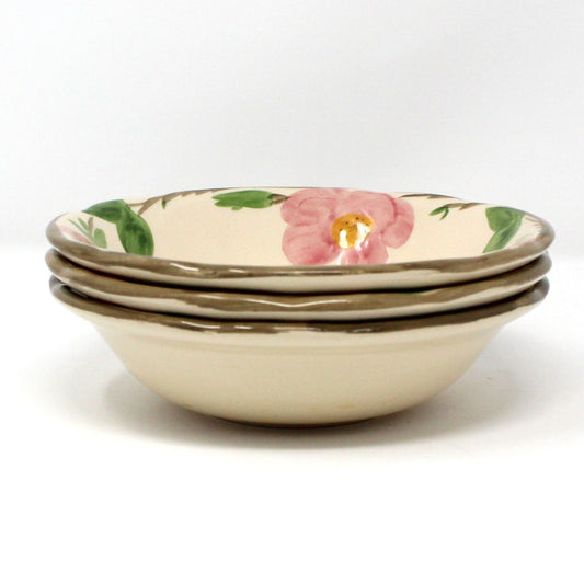 Bowls, Cereal Bowls, Franciscan, Desert Rose, Set of 3, Vintage England, 1970's