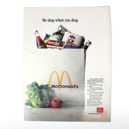 Advertisement, McDonald's, 1988, Original Magazine Ad, Vintage